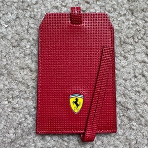 Ferrari F1 Club Luggage Tag, Red Leather, Made in Italy